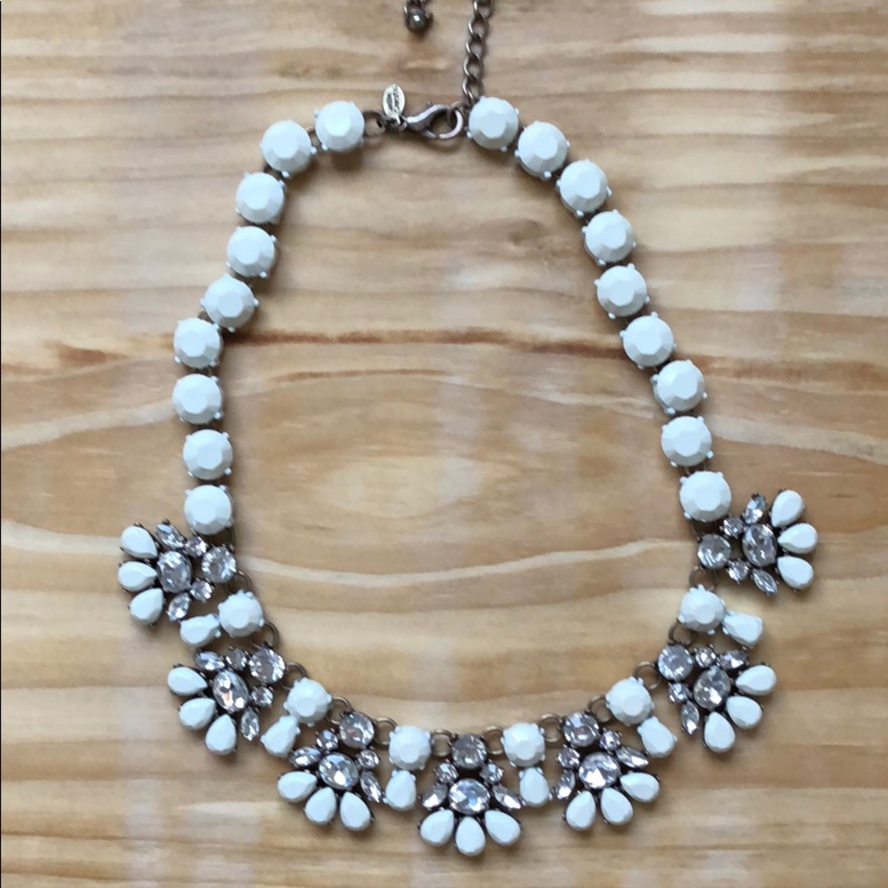 Matte white rhinestone statement necklace